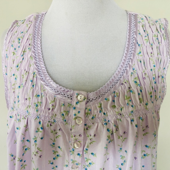 Violet Purple Floral Nightgown Pullover Sleeveless SECRET TREASURES Medium - Picture 3 of 8